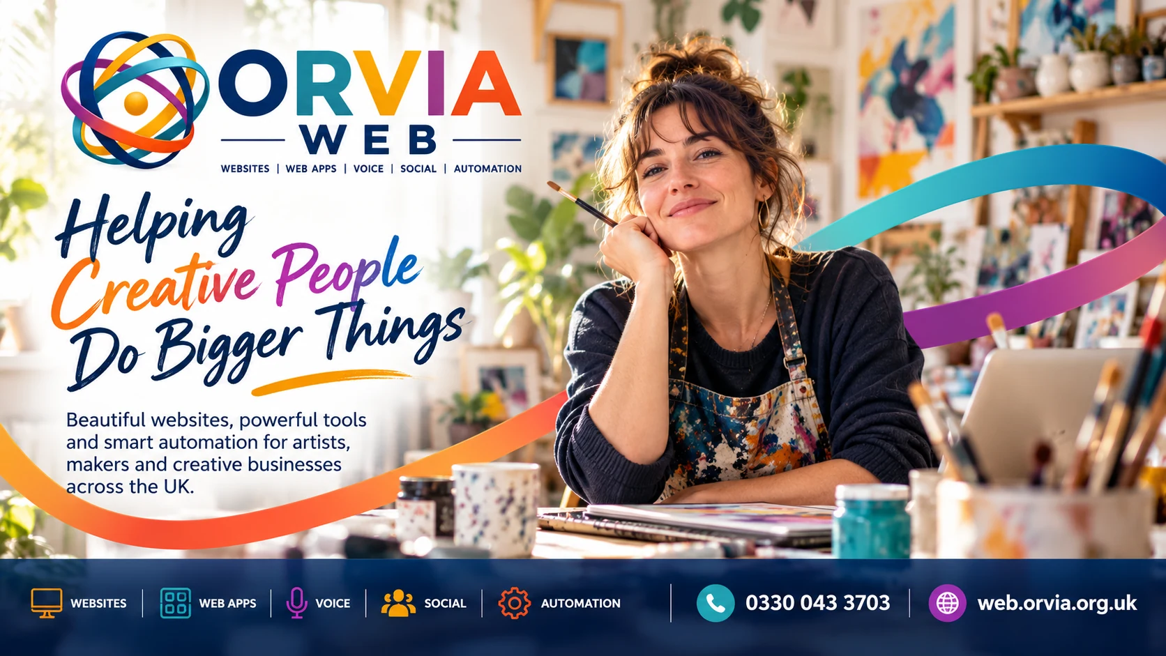 ORVIA Web graphic: Helping Creative People Do Bigger Things.